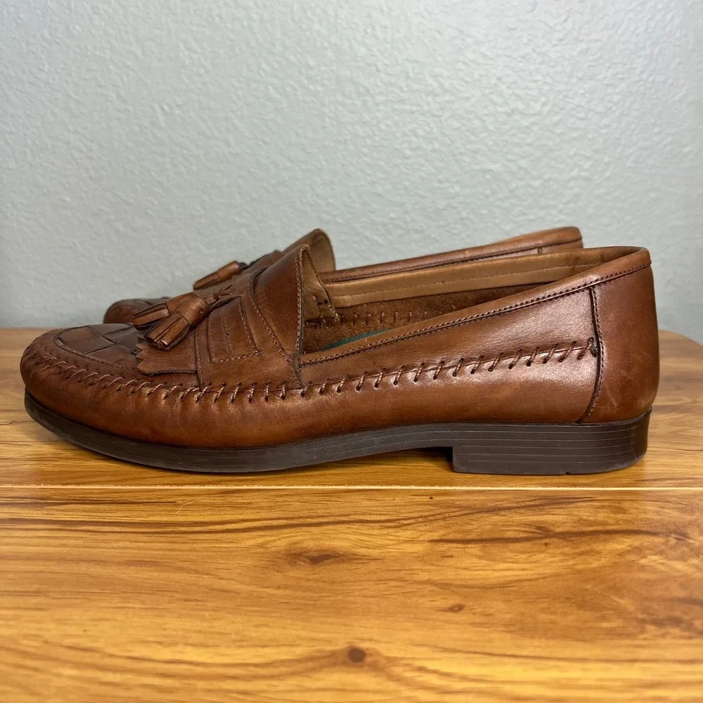 Giorgio Brutin Tassel Kiltie Woven Loafers Mens Size 11 Leather Aruba Brown